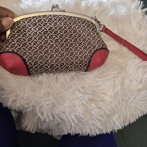 Talbots Brown and Red Patterned Clutch